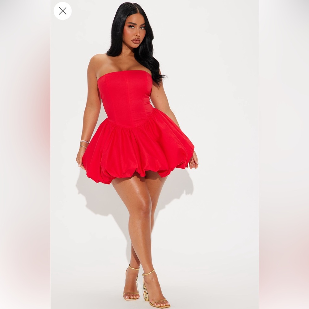 Fashion Nova Night in Paris Red Bubble Dress